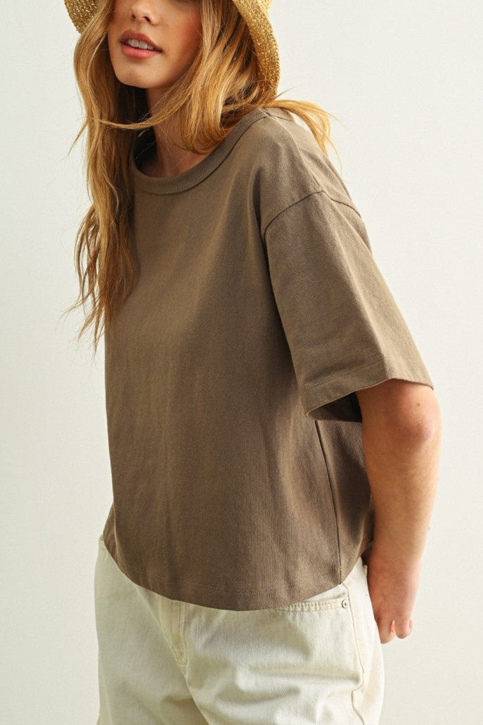 Weekend Boxy Crop Tee | Olive