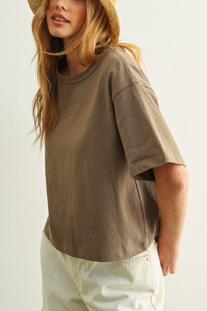 Weekend Boxy Crop Tee | Olive