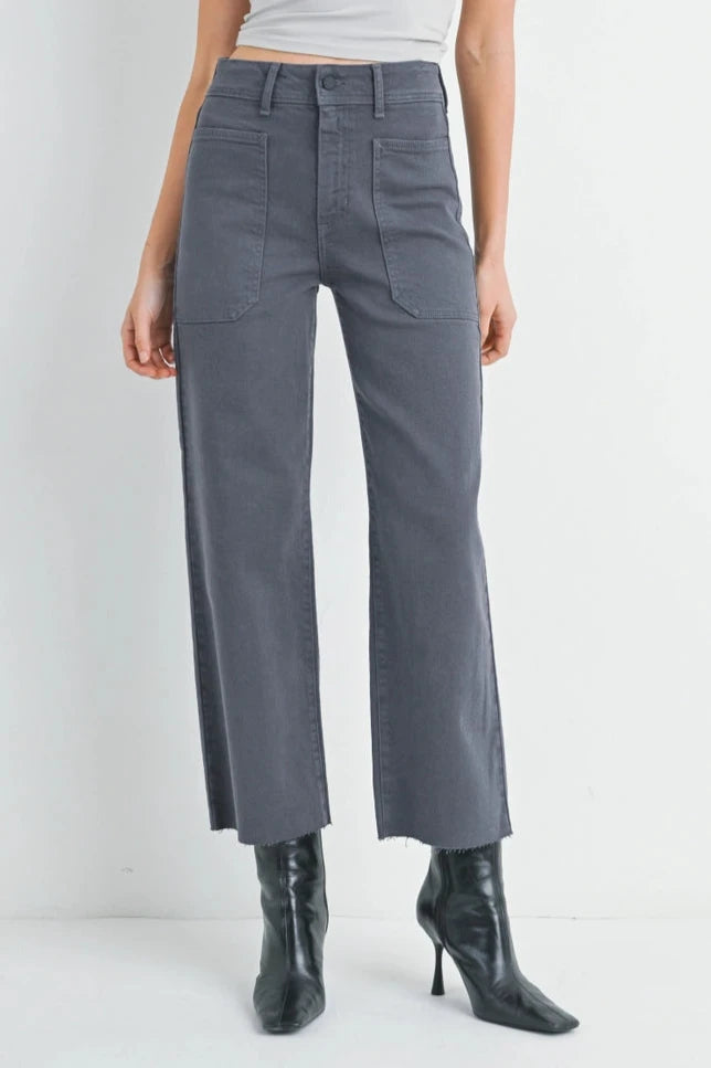 Wide Leg Utility Jeans | Charcoal