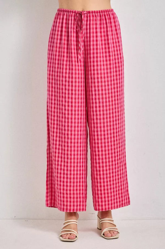 Summer Crush Gingham Pants | Fuchsia | Extended