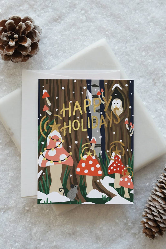 Mushroom Forest Holiday Card