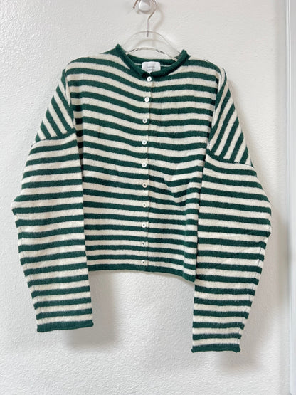 Piper Bold Stripe Cardigan | Forest Green