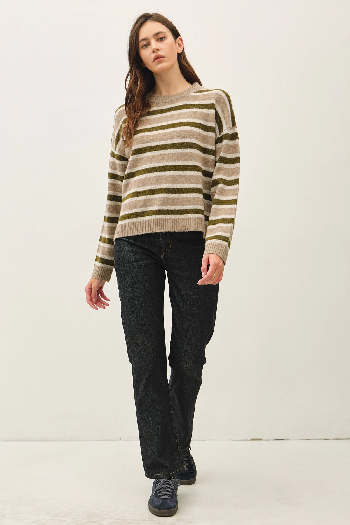 Cozy Striped Sweater | Mushroom