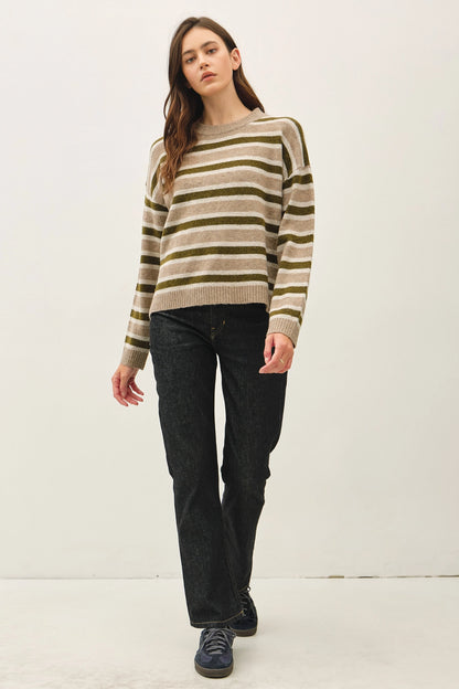 Cozy Striped Sweater | Mushroom