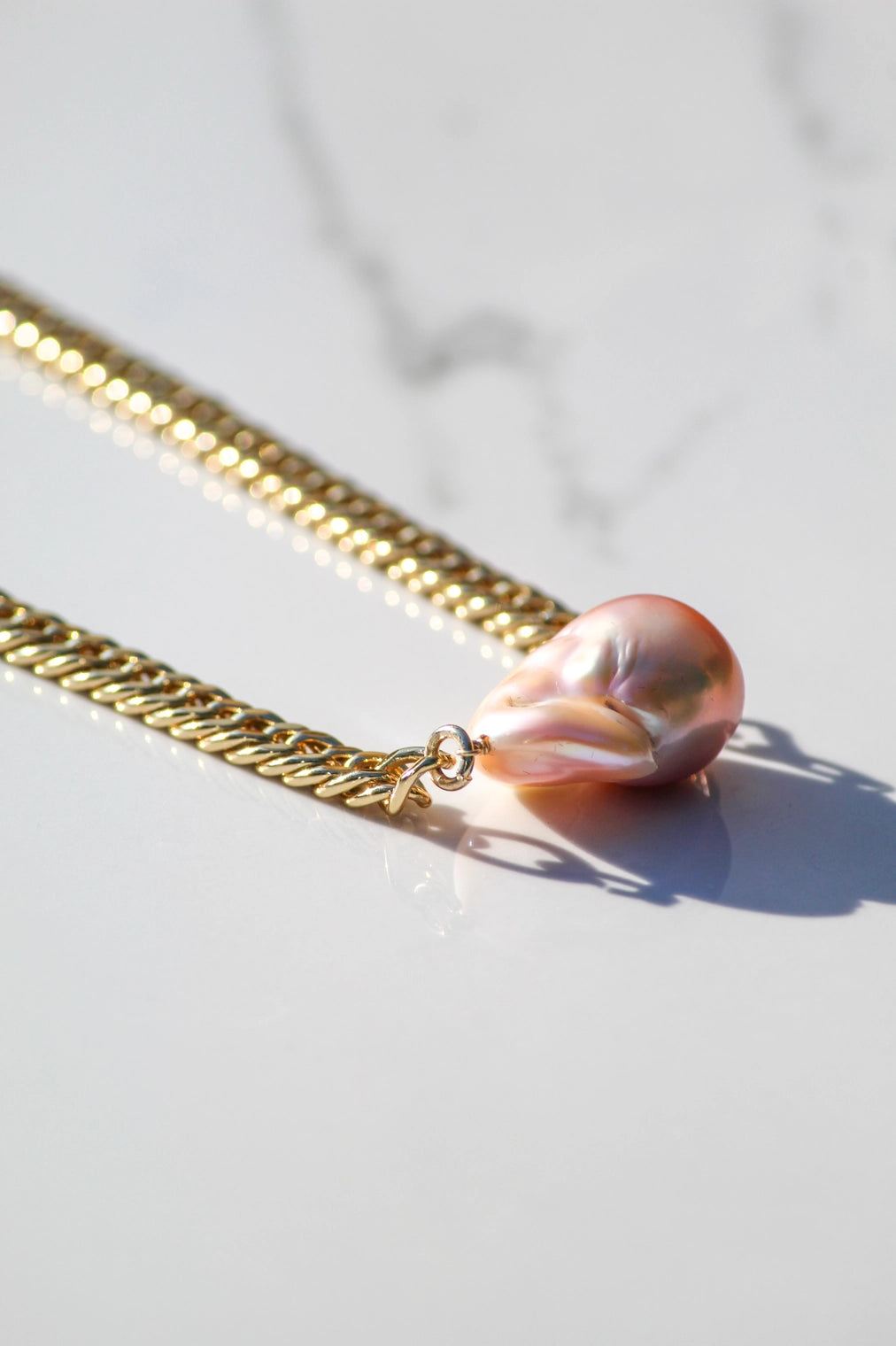 Bling Pearl Necklace | Blush