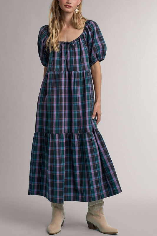 Berry Pickin' Plaid Midi Dress