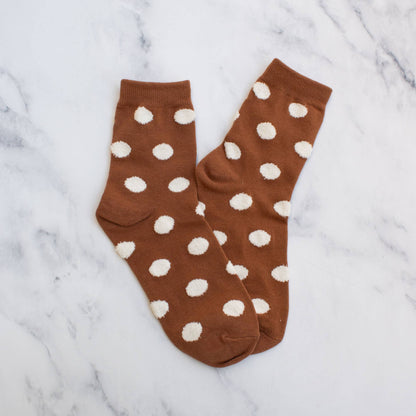 Polka Dot Puff Socks | Rust