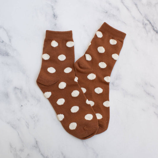 Polka Dot Puff Socks | Rust