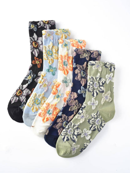 Bold Glitter Blooms Crew Socks | Green
