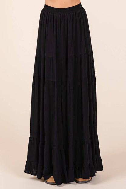 Tinsley Tiered Flowy Maxi Skirt | Black