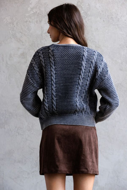 Midnight Cable Knit Cardigan