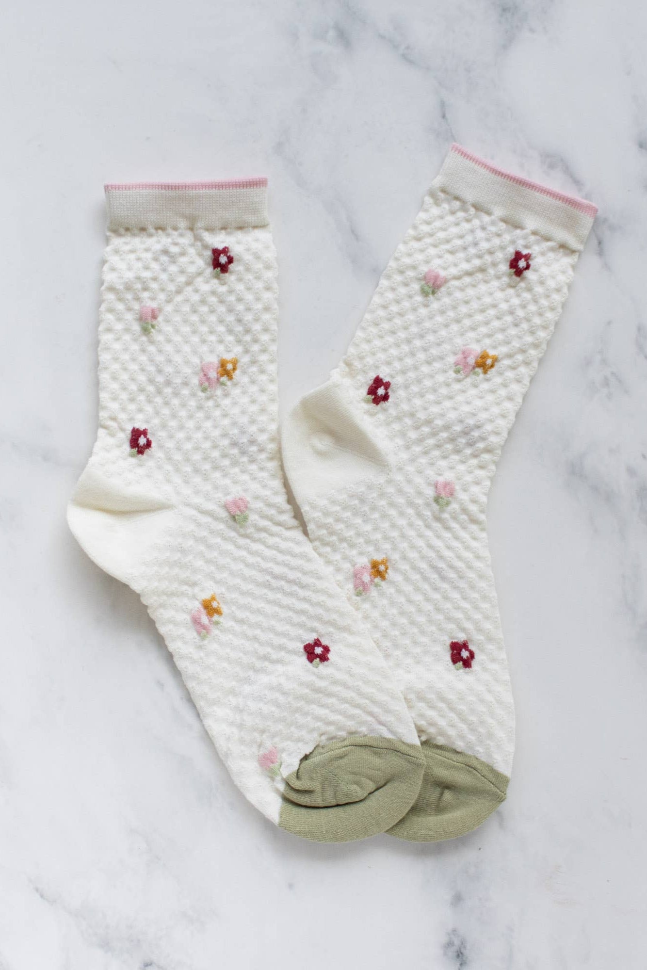 Little Flower Crew Socks | Ivory