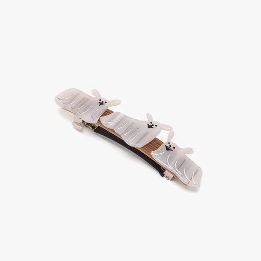 Floofy White Dog French Barrette