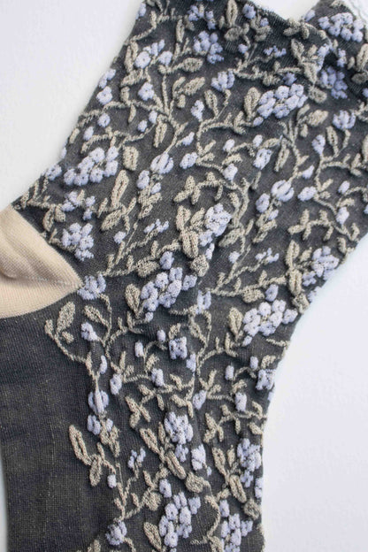 Floral Textured Socks | Beige