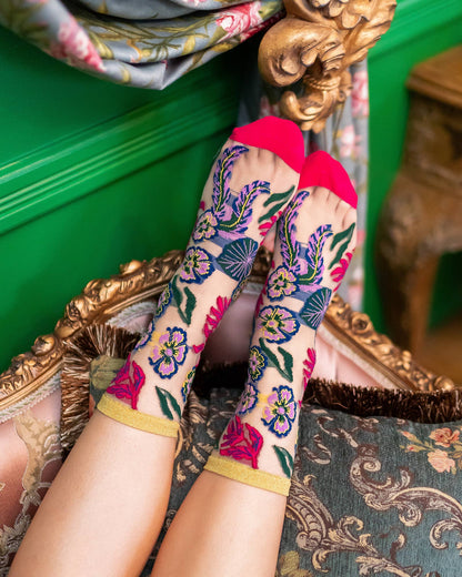 Festive Floral Sheer Socks