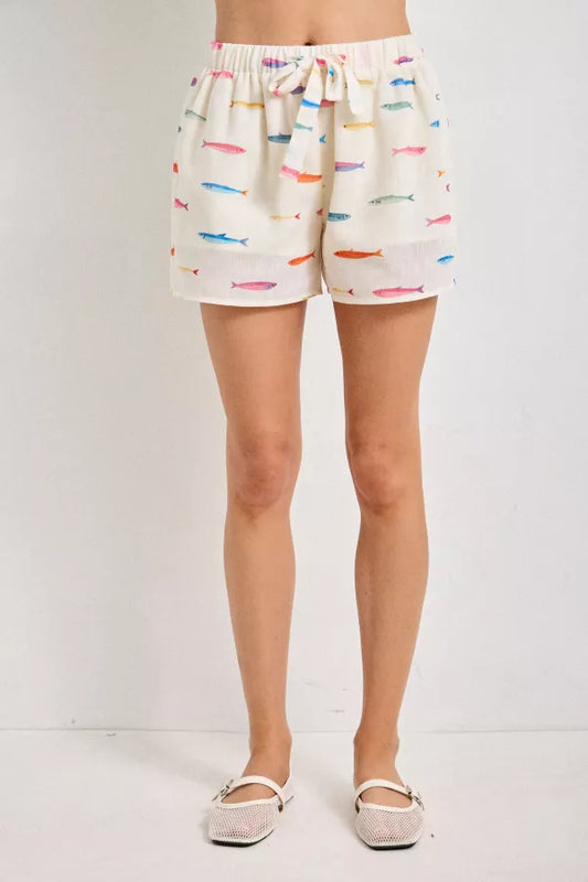 Gone Fishin' Lounge Shorts | Cream | Extended