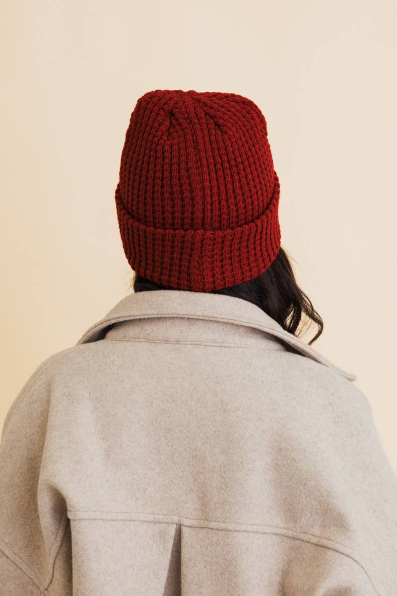 Toasty Waffle Beanie | Berry