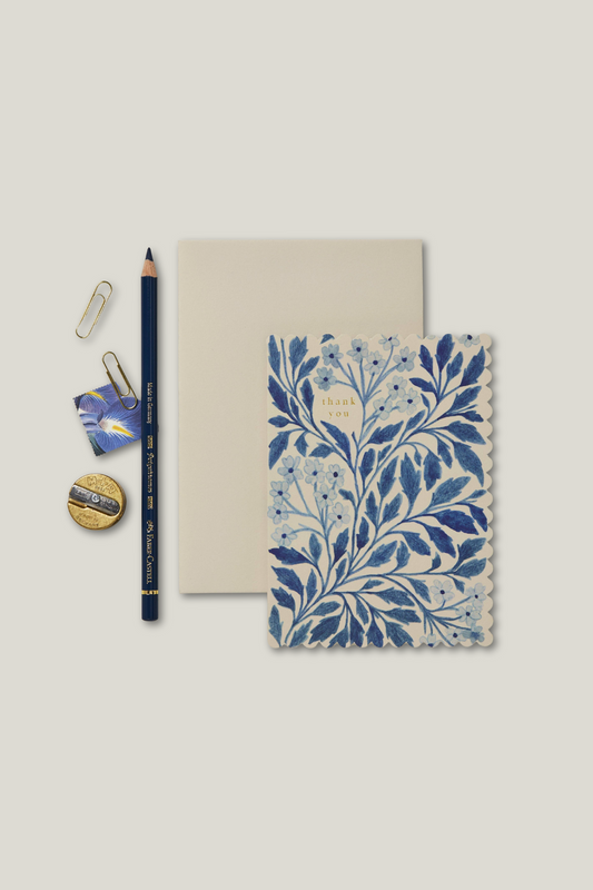 Blue Flora 'Thank You' Card