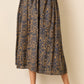 Navy Tapestry Midi Skirt