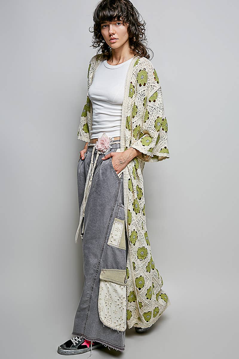 Granny Square Knit Duster