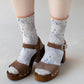 Vintage Floral Socks | Taupe + Rust
