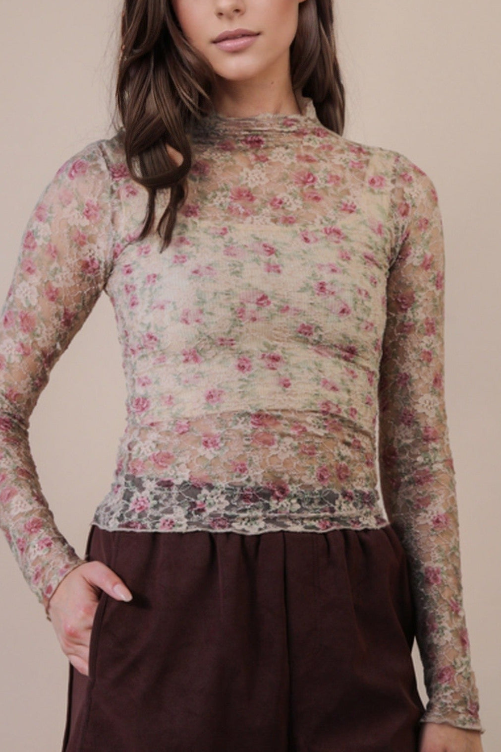 Fleur Lace Top | Beige