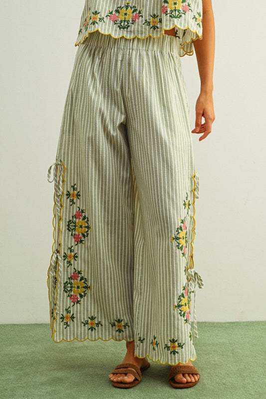 Embroidered Garden Pants