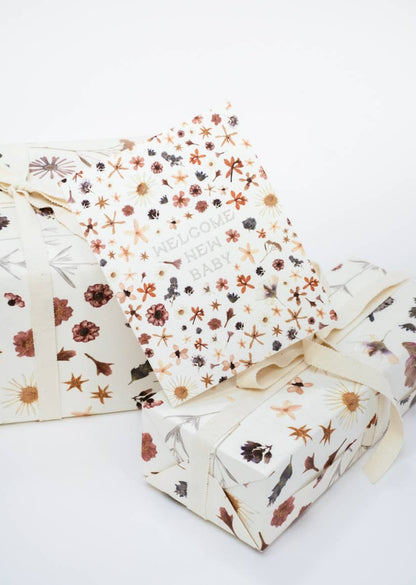 Pressed Flowers Welcome New Baby Card