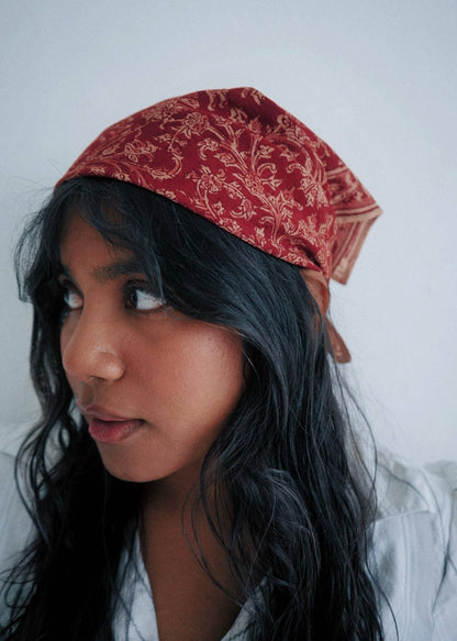 Kalamkari Cotton Bandana | Crimson Twist