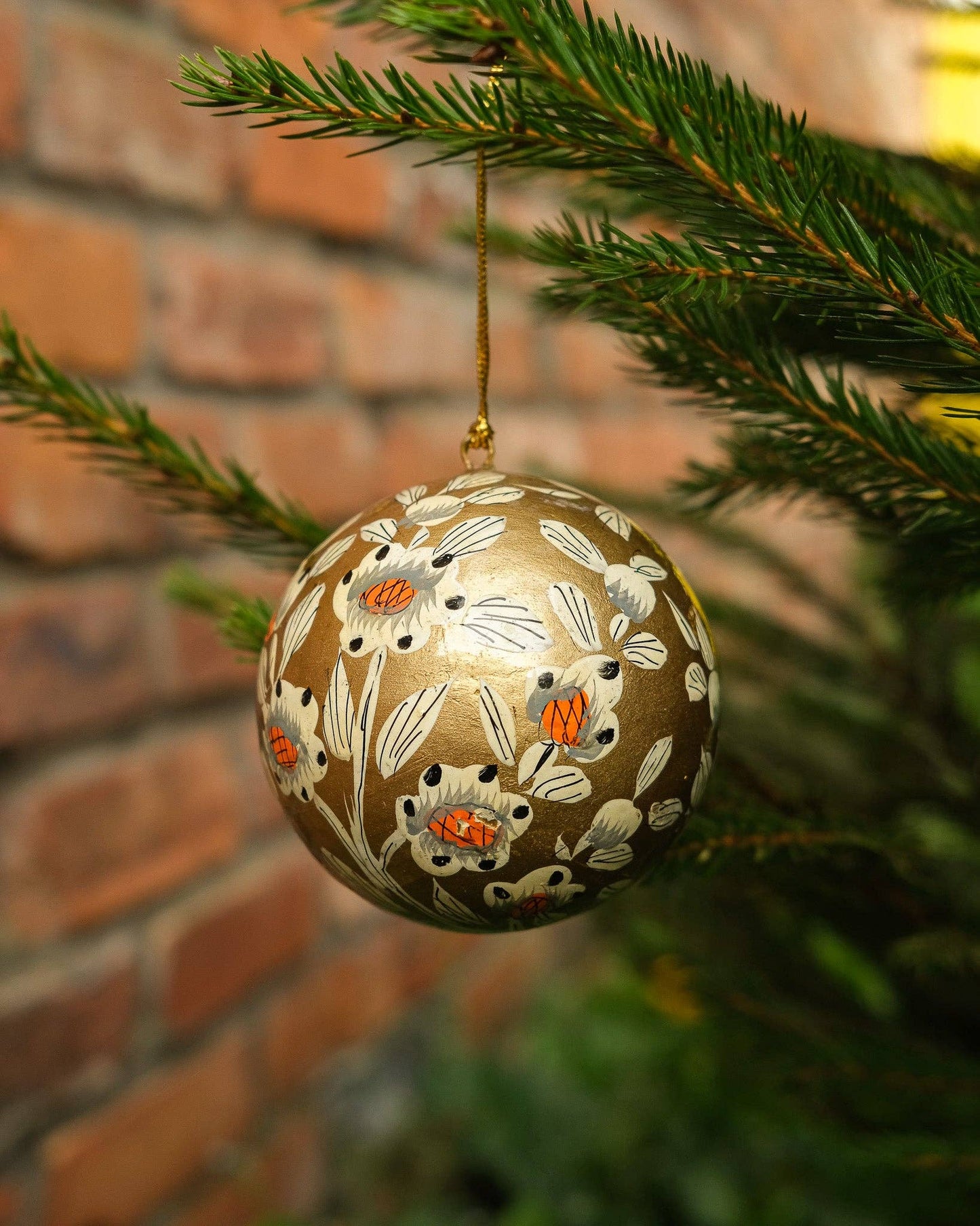 Gold and White Bauble Ornament