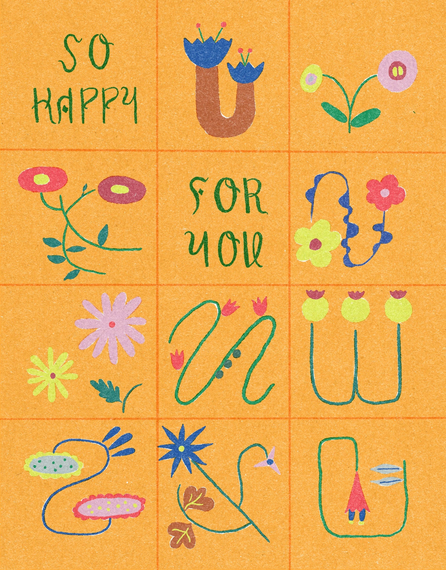 Happy For You Flower Doodles Card