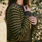 Cropped Stripe Button Front Cardigan | Chestnut