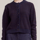 Cropped Stripe Button Front Cardigan | Midnight