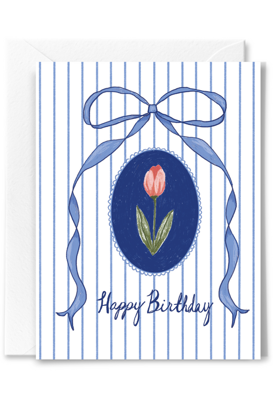 Bow and Tulip Birthday Card