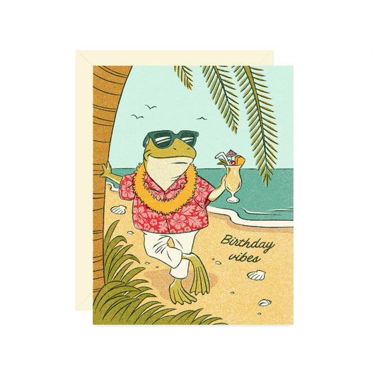 Beach Frog Birthday Vibes Card