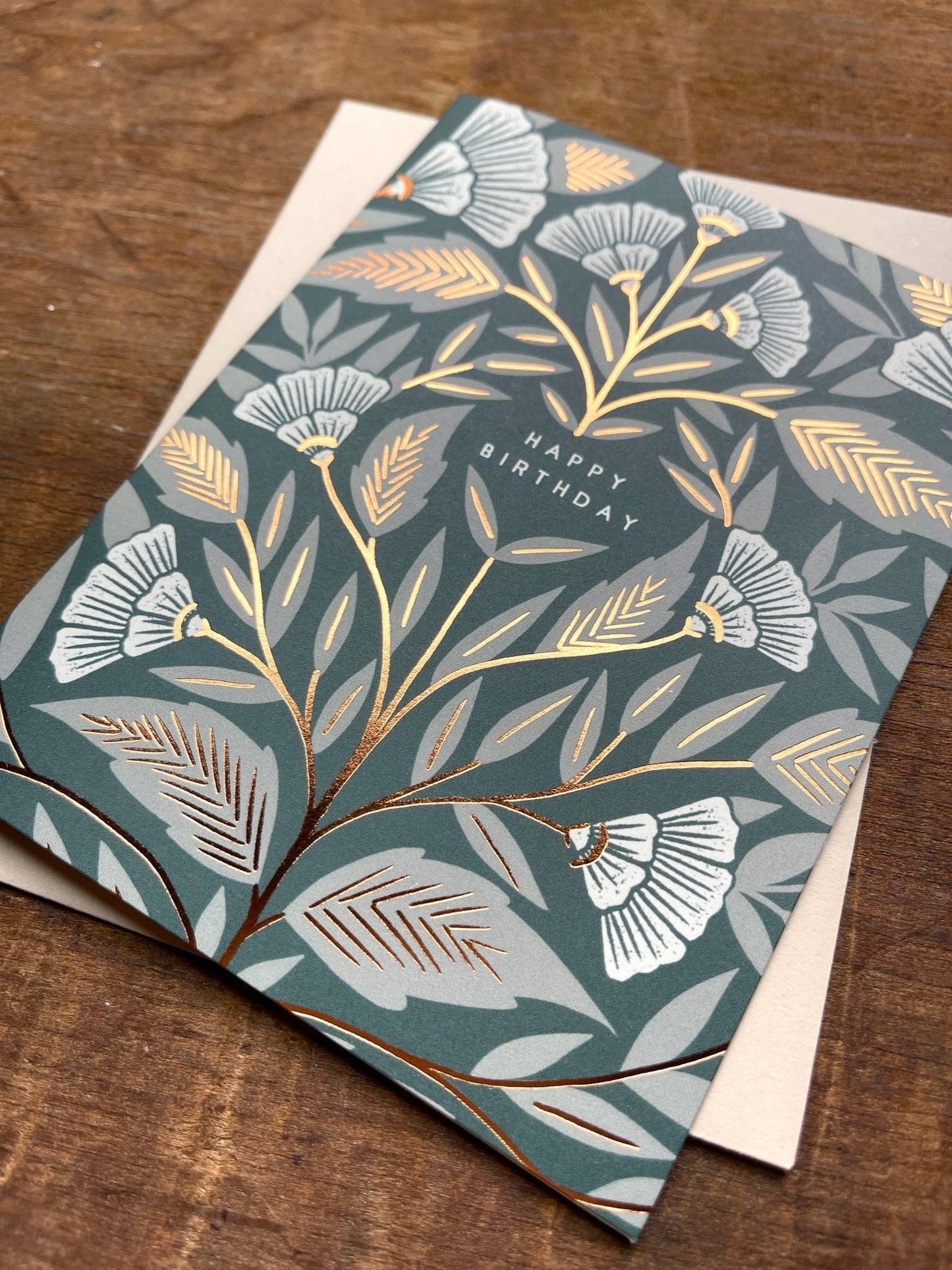 Copper Stamped Happy Birthday Card
