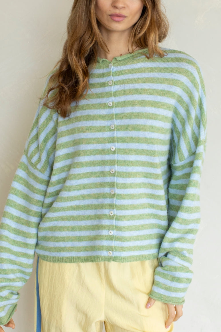 Piper Bold Stripe Cardigan | Matcha