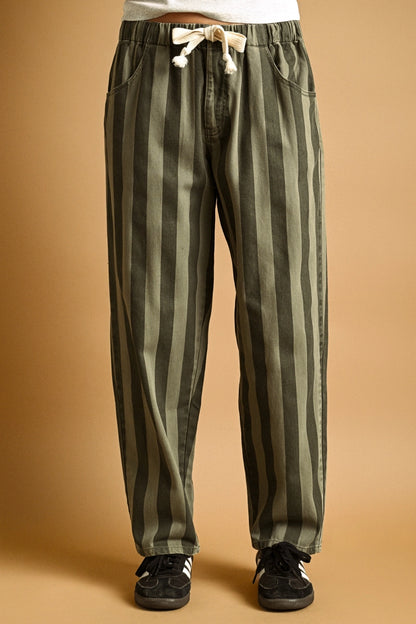 Summer Stripe Pants | Olive