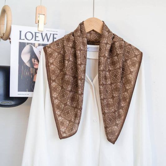 Floral Square Scarf | Brown
