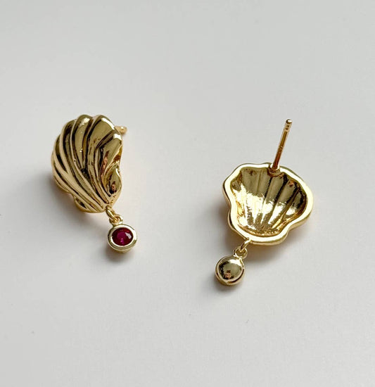Golden Tide Earrings | Ruby CZ