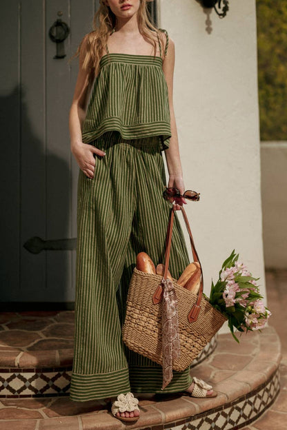 Boardwalk Stripe Pants | Olive
