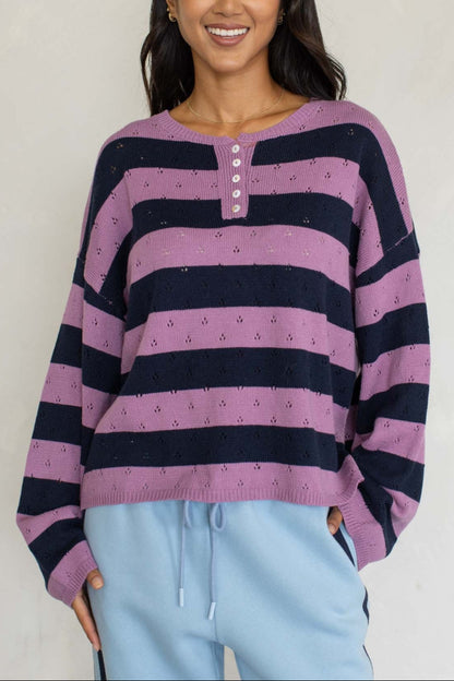 Olivia Pointelle Henley | Purple Navy