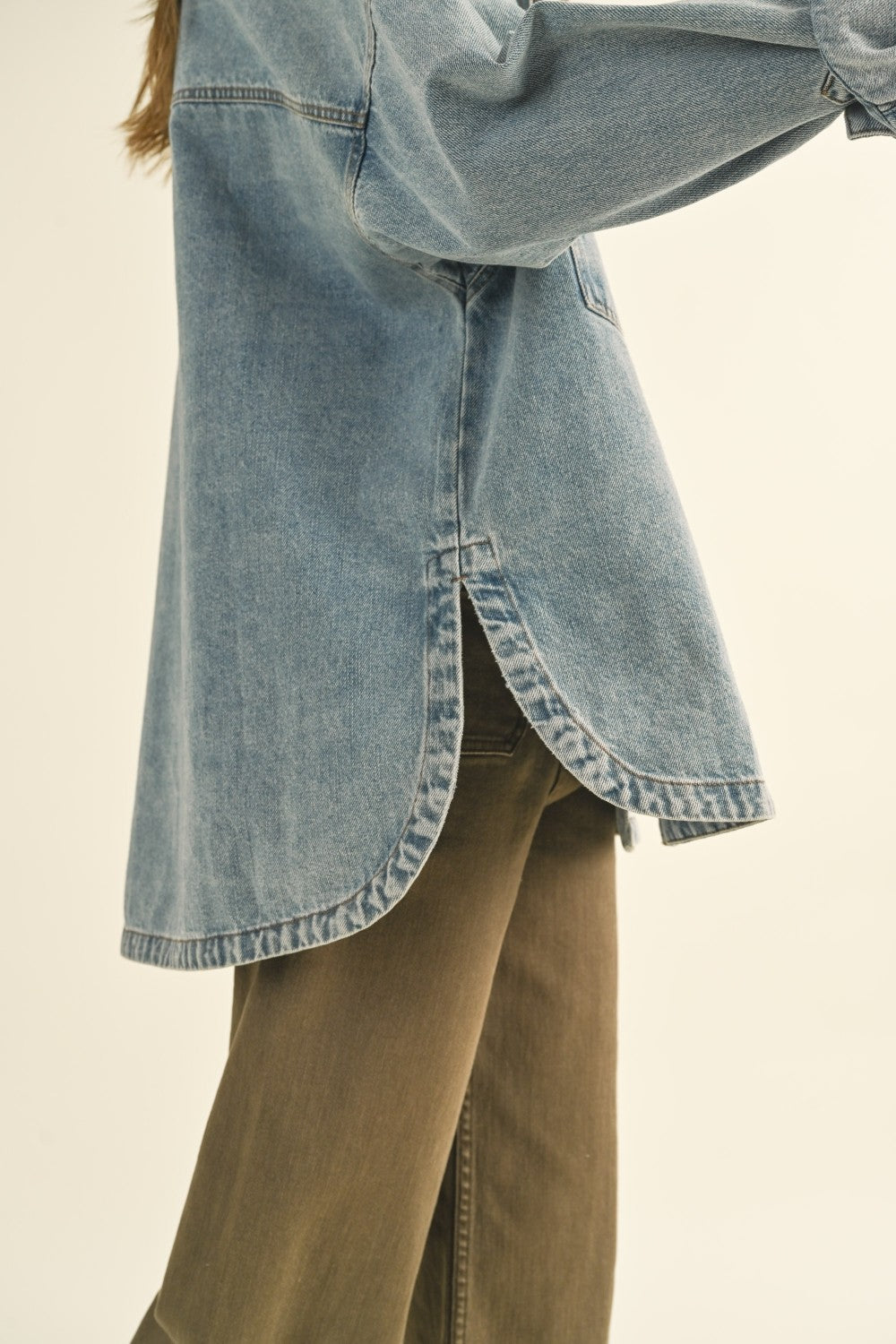 Denim Snap Button Shacket