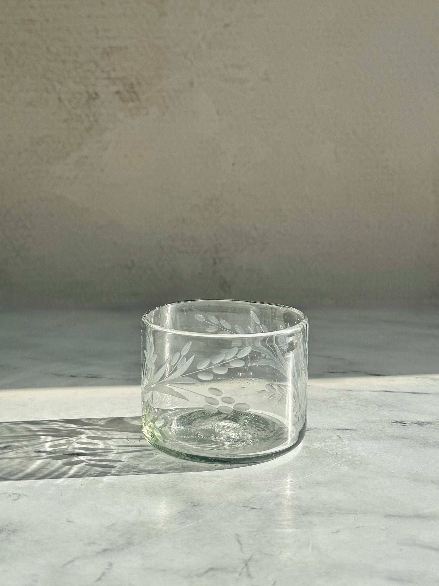 Hand-etched Short Glass