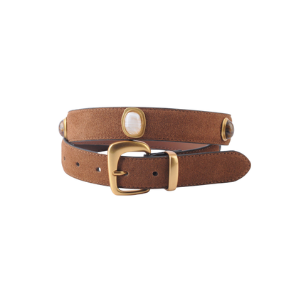 Suede Gemstone Belt | Caramel