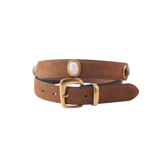 Suede Gemstone Belt | Caramel