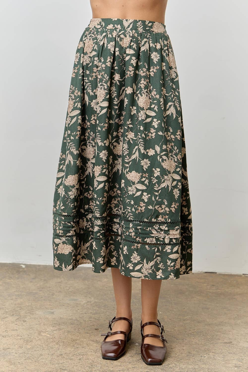 Florals + Lace Midi Skirt