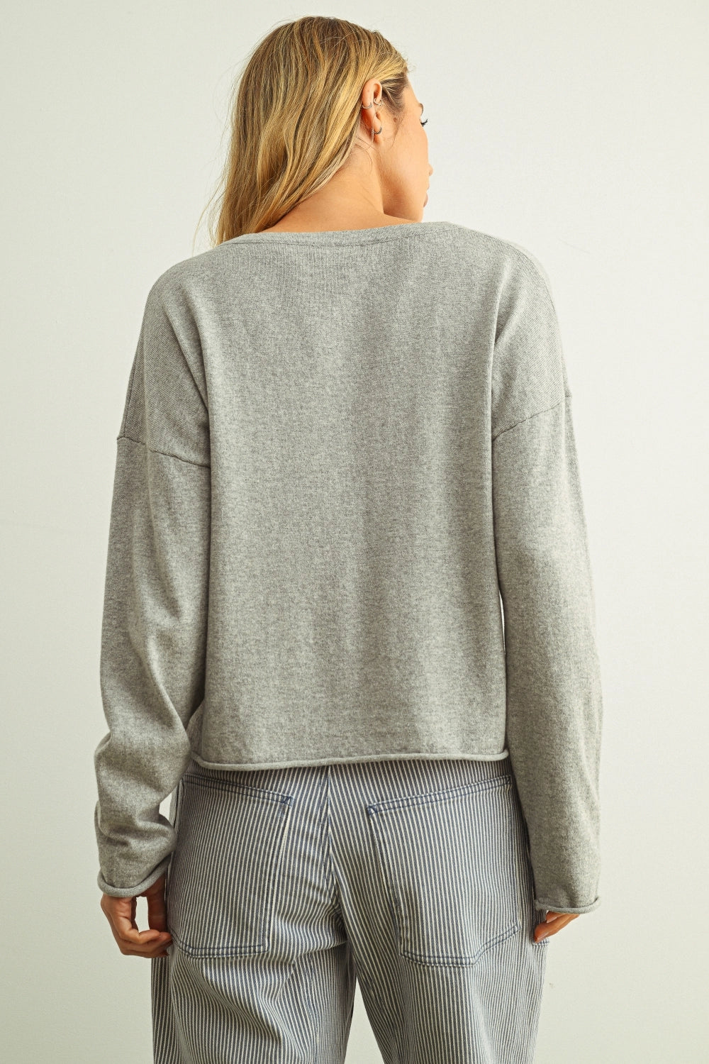 Essential Rolled Hem Sweater | Grey