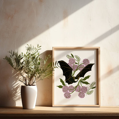 Vintage Bat Art Print | 8" x 10"