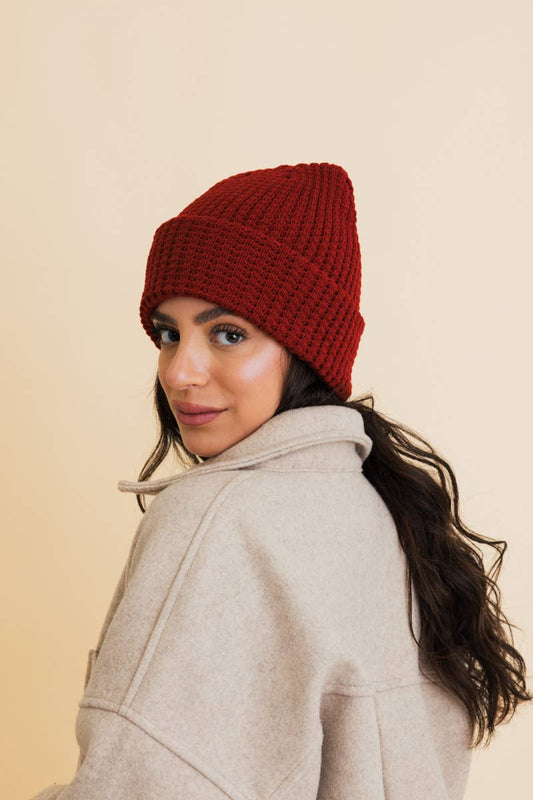 Toasty Waffle Beanie | Berry